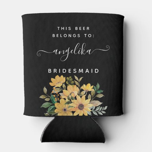 黄色のワイルドフラワーフロントとバックカスタムウェディング 缶クーラー (裏面)