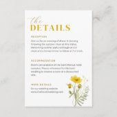 黄色のワイルドフラワーブーケ牧草花結婚の花 エンクロージャーカード (正面)