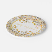 黄色のワイルドフラワーボホパーソナライズされたベビーシャワー ペーパープレート (アングル)