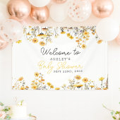 黄色のワイルドフラワーボホベイビーシャワーの歓迎 横断幕