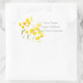 黄色のワイルドフラワーラベル 楕円形シール (バッグ)