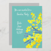 黄色のワトルの花園パーティー機能 招待状 (正面/裏面)