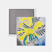 黄色のワトルオーストラリア先住民フラワーアートマグネット マグネット (正面/裏面)