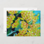 黄色のワトル先住民オーストラリアのフラワーアート ポストカード (正面/裏面)