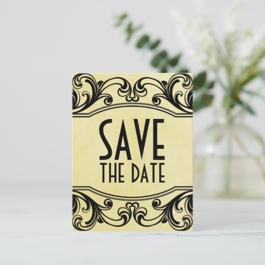 黄色のヴィンテージの渦巻き状はがきの保存 案内ポストカード (スタンド正面)