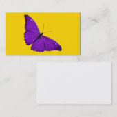黄色のヴィンテージの19世紀の暗い紫色の蝶 名刺 (正面/裏面)