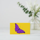 黄色のヴィンテージの19世紀の暗い紫色の蝶 名刺 (スタンド正面)