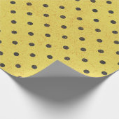 黄色のヴィンテージグランジ水玉模様レトロ円 ラッピングペーパー (角)