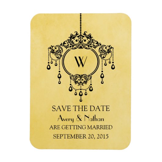 黄色のヴィンテージシャンデリア日付磁石の保存 マグネット (縦)