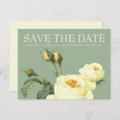 黄色のヴィンテージバラセージ結婚式の日付を保存 案内ポストカード (正面/裏面)