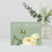 黄色のヴィンテージバラセージ結婚式の日付を保存 案内ポストカード (スタンド正面)