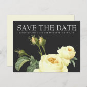 黄色のヴィンテージバラ灰色の結婚式の日付を保存 案内ポストカード (正面/裏面)