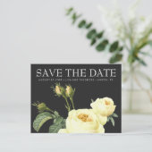 黄色のヴィンテージバラ灰色の結婚式の日付を保存 案内ポストカード (スタンド正面)