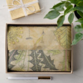 黄色のヴィンテージフランスのフローラ分離 薄葉紙 (ギフト)