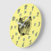 黄色のヴィンテージ軍隊時間大型クロック ラージ壁時計 (傾斜)