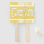 黄色の一時停止祈クリスチャンを進める ハンドファン (正面&裏面)