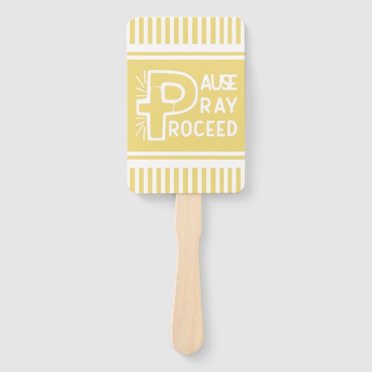 黄色の一時停止祈クリスチャンを進める ハンドファン (正面)