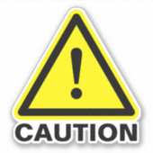 黄色の三角形の注意標識ビニールシール シール (正面)