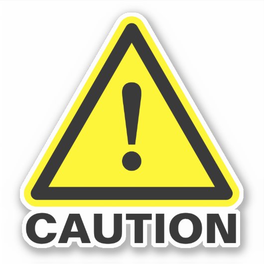 黄色の三角形の注意標識ビニールシール シール (正面)
