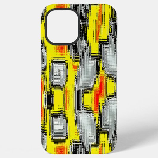 黄色の上の傷から形成された抽象的な四角形 iPhoneケース (裏面)