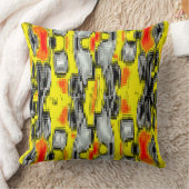 黄色の上の傷から形成された抽象芸術の正方形 クッション (ブランケット)