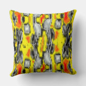 黄色の上の傷から形成された抽象芸術の正方形 クッション (裏面)