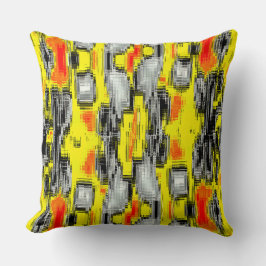 黄色の上の傷から形成された抽象芸術の正方形 クッション