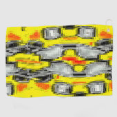 黄色の上の傷から形成された抽象芸術の正方形 ゴルフタオル (横)