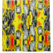 黄色の上の傷から形成された抽象芸術の正方形 シャワーカーテン (正面)