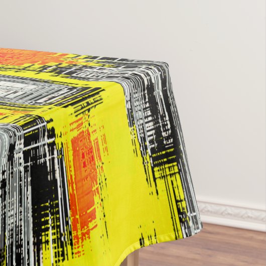 黄色の上の傷から形成された抽象芸術の正方形 テーブルクロス (インサイチュ)