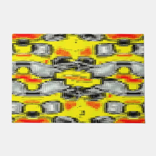 黄色の上の傷から形成された抽象芸術の正方形 ドアマット (正面)