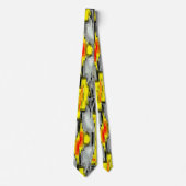 黄色の上の傷から形成された抽象芸術の正方形 ネクタイ (正面)