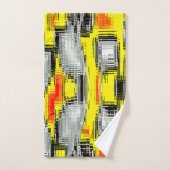 黄色の上の傷から形成された抽象芸術の正方形 バスタオルセット (ハンドタオル)