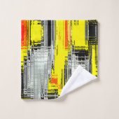 黄色の上の傷から形成された抽象芸術の正方形 バスタオルセット (ウォッシュタオル)