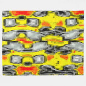 黄色の上の傷から形成された抽象芸術の正方形 フリースブランケット (正面(横))