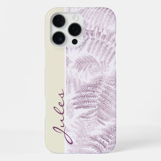 黄色の上の豪華な静かなピンクのシダ iPhoneケース (裏面)