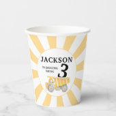 黄色の下に建築男の子の誕生日紙カップ 紙コップ (正面)