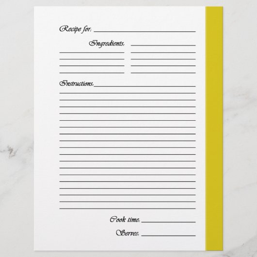 黄色の両面レシピページ (正面)