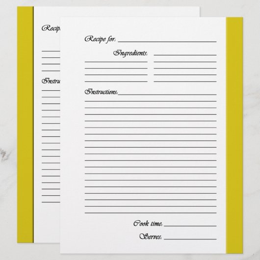 黄色の両面レシピページ (正面/裏面)