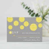 黄色の中国風ペーパーランタン RSVP カード (スタンド正面)