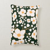 黄色の中央に白い花と緑の背景 アクセントクッション (裏面(縦))