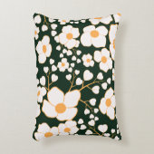 黄色の中央に白い花と緑の背景 アクセントクッション (正面(垂直))