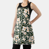 黄色の中央に白い花と緑の背景 エプロン (インサイチュ)