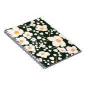 黄色の中央に白い花と緑の背景 ノートブック (右側)