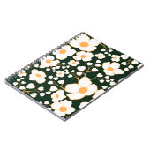 黄色の中央に白い花と緑の背景 ノートブック (左側)