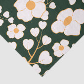 黄色の中央に白い花と緑の背景 薄葉紙 (詳細)