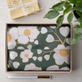 黄色の中央に白い花と緑の背景 薄葉紙 (ギフト)