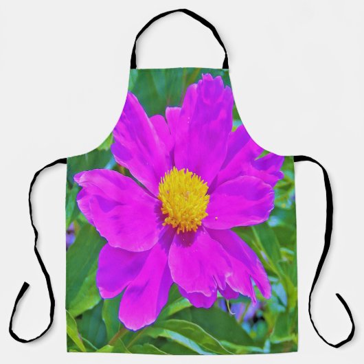 黄色の中心を持つ鮮やかな紫外線牡丹 エプロン (正面)