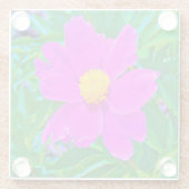 黄色の中心を持つ鮮やかな紫外線牡丹 ガラスコースター (裏面)