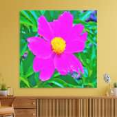 黄色の中心を持つ鮮やかな紫外線牡丹 キャンバスプリント (インサイチュ (リビング))